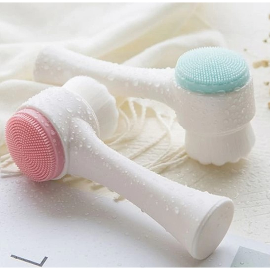Escova Limpeza Facial 2 Em 1 Aparelho Massagem Esponja Cerdas Macias Dupla Face Escova De Limpeza De Cravos