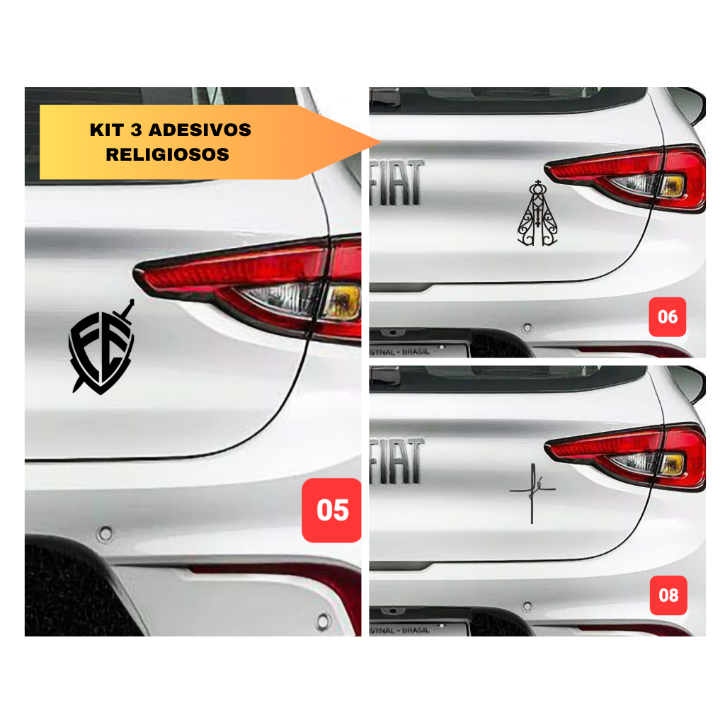 Kit 3 Adesivos Religiosos Vinil Para Carro Moto Adesivo Religioso ...
