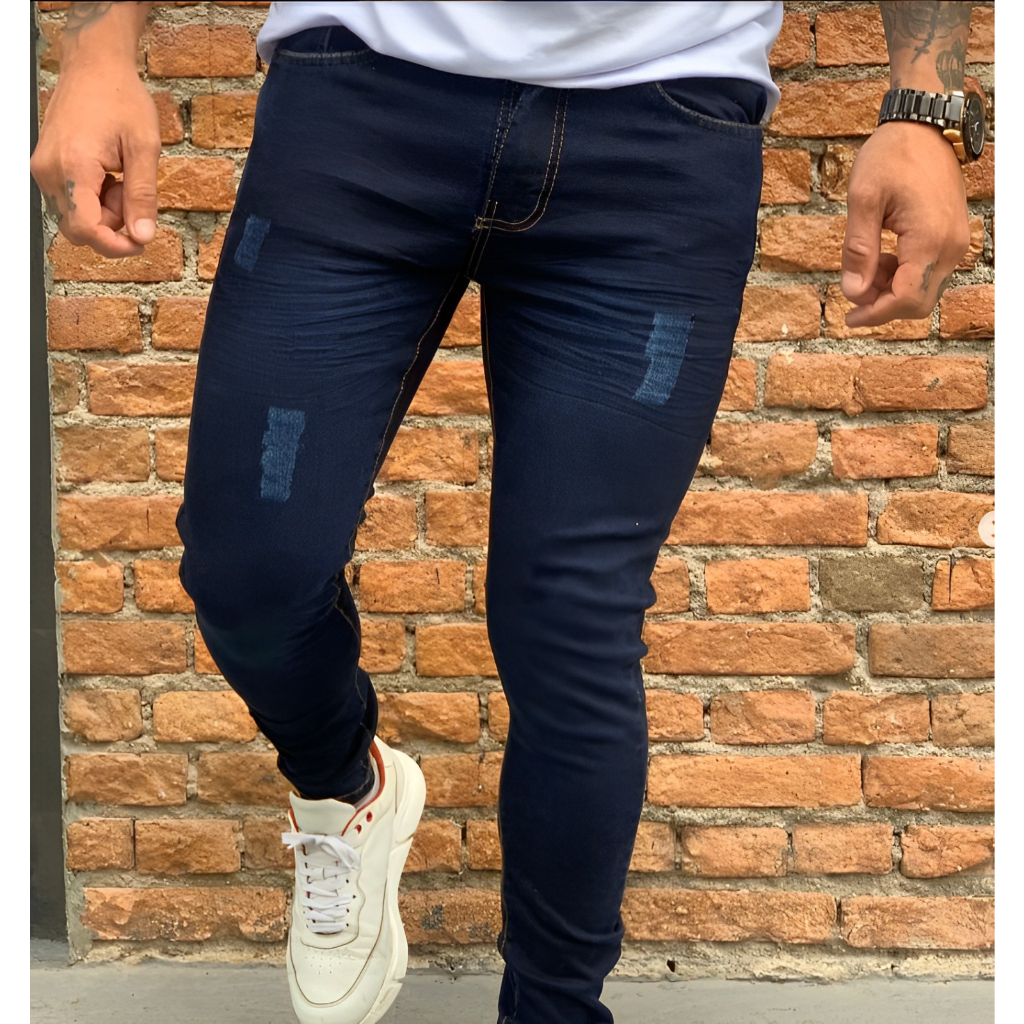 MANAL JEANS Calça Jeans Masculina Com Elastano Skinny Slim Promoção Escura  Tecido de Primeira linha Premium Revenda Fábrica Nacional REF0003