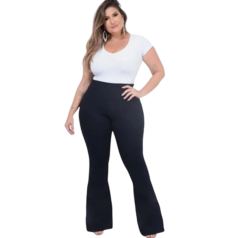 Calça flare sale bandagem plus size