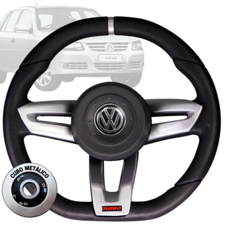 Volante Esportivo Volcano Prata Vw Gol Polo Golf Novo Fox Voyage Crossfox Spacefox Jetta G5 G6 G7