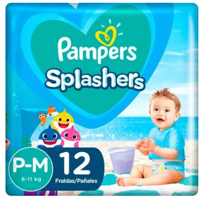 Fralda Para Água Pampers Splashers Baby Shark P-M 12 Unidades