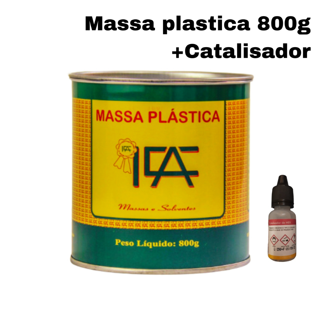 Massa Plástica ICA 800g Branca / Cinza / Preta / Super Branca COM CATALISADOR