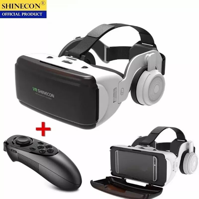 óculos vr 360 realidade virtual com fone de ouvido + controle de