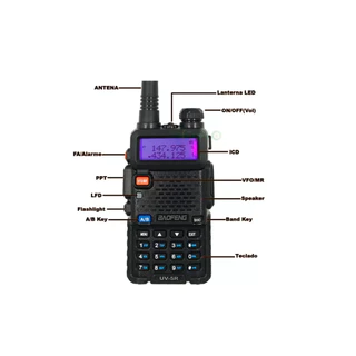 Rádio Comunicador Ht Dual Band Uhf Vhf Uv-5r Fm Fone Portáti Baofeng Orignal