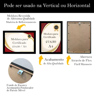 kit com 4 MOLDURAS E CERTIFICADOS A4 QUADROS