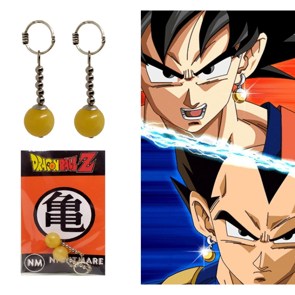 Brincos Potara Verde E Amarelo Pressão Dragon Ball Goku Kit