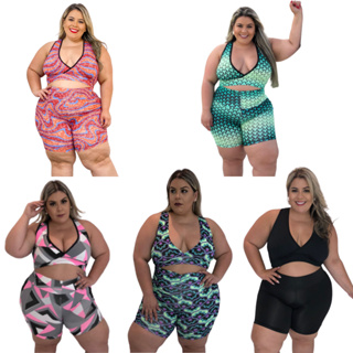 Kit 5 Conjuntos Fitness Feminino Roupa para academia Prática de Exercícios Top + Short em Atacado