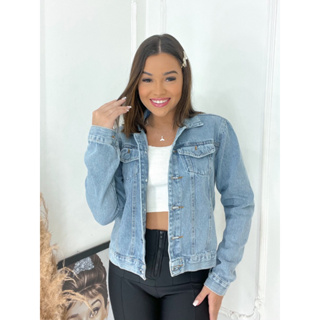 Jaqueta Jeans Feminina Botão Encapado 2023