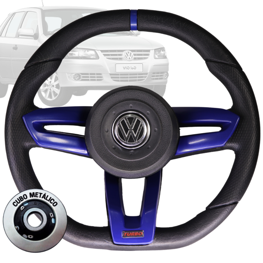 Volante Esportivo Volcano Azul Vw Novo Golf Voyage G5 Fox Spacefox ...