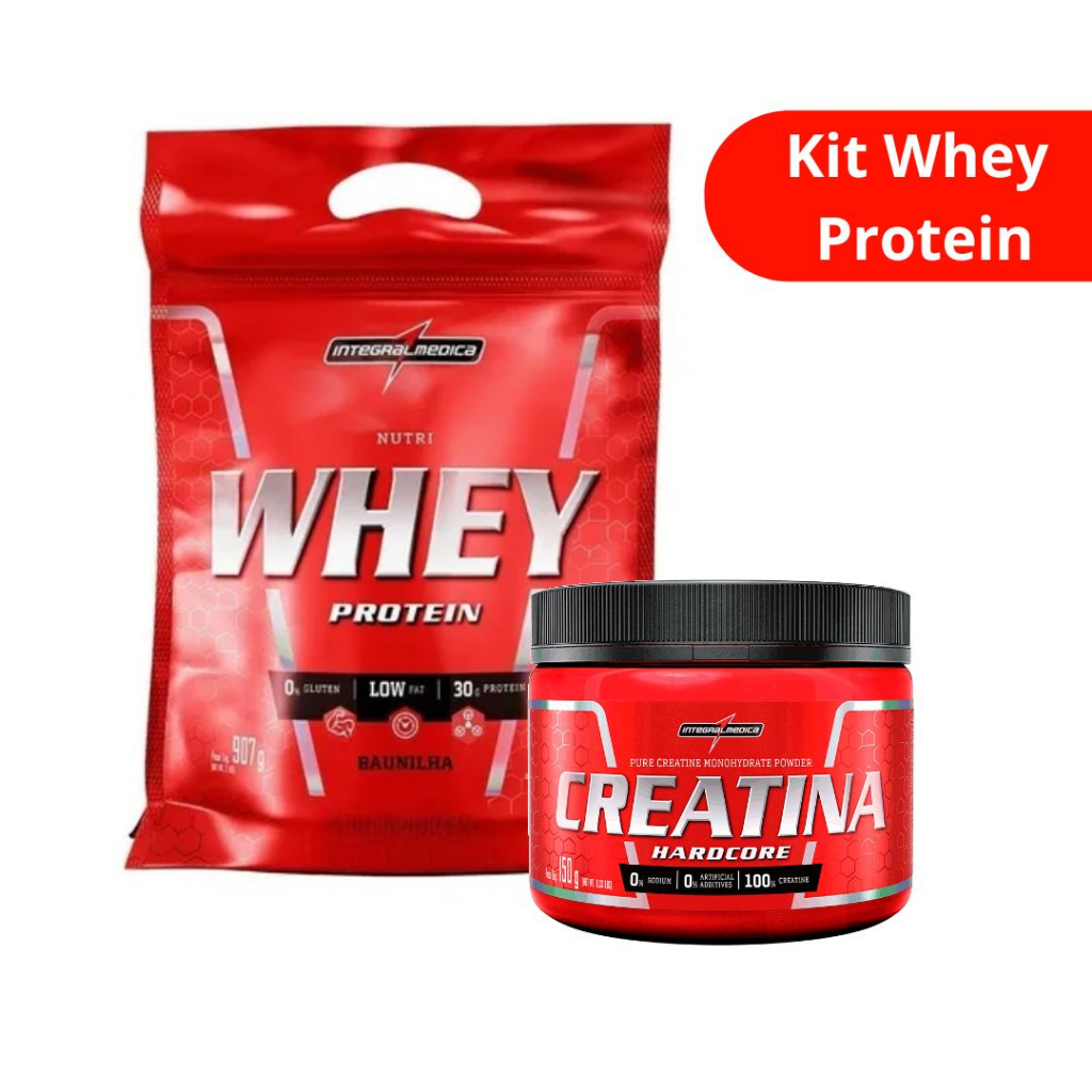 Kit Nutri Whey Protein Integralmedica – Sachê + Creatina 150g – Escolha o sabor