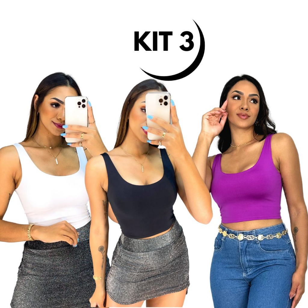 Kit 3 Top Cropped Regatinha Verão Atacado