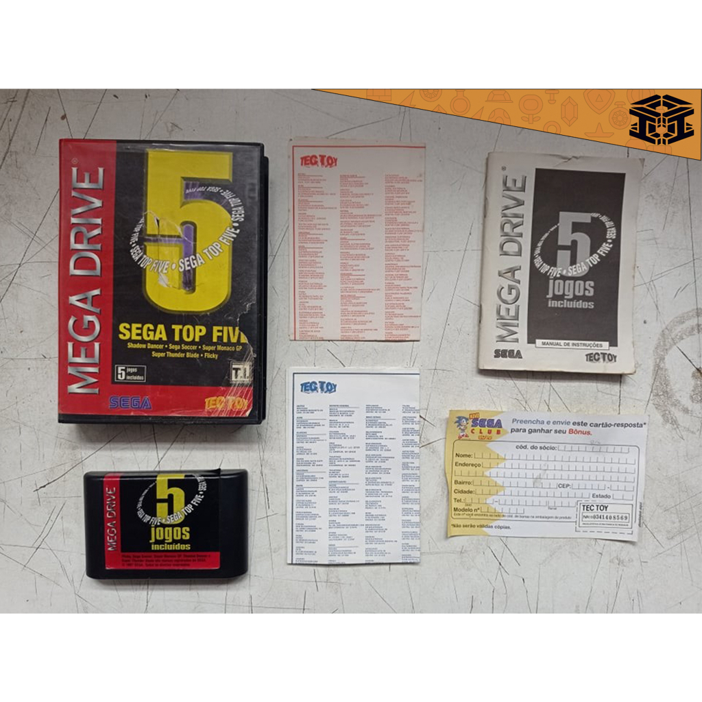 Sega Top Five - 5 Jogos Original Mega Drive - Loja Fisica Rj
