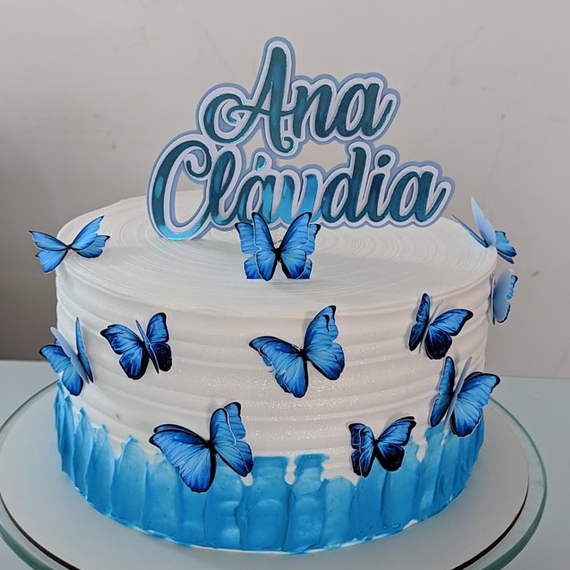 Topo de bolo borboleta azul