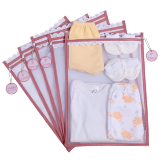 Kit c / 5 Saquinhos Maternidade (Rosé) Tule com TAG ACRÍLICA e ZÍPER Organizadores 30x35 cm em Oferta na Shopee
