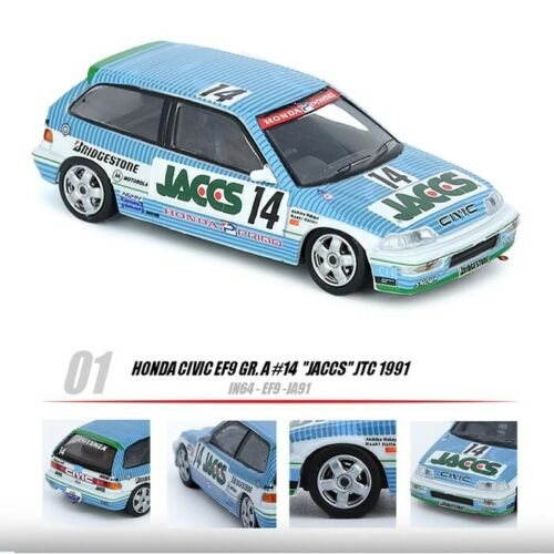 Inno64本田civic ef9 3点 INNO64 Honda Civic EF9 Gr . A No 14 JACCS JTC 1991 Modelo Escala
