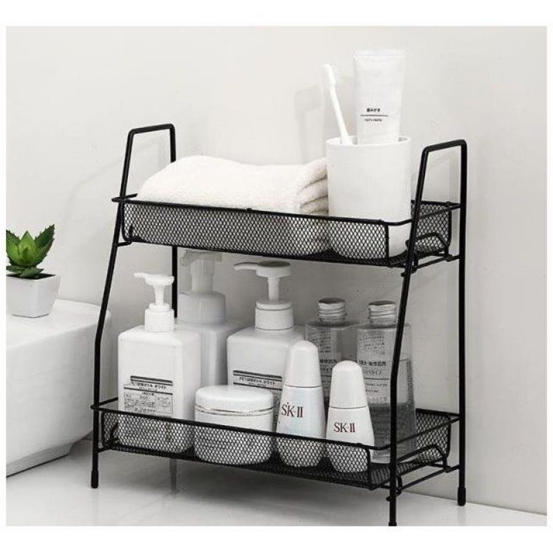 Rack de armazenamento duplo para cozinha escrivaninha para cosméticos