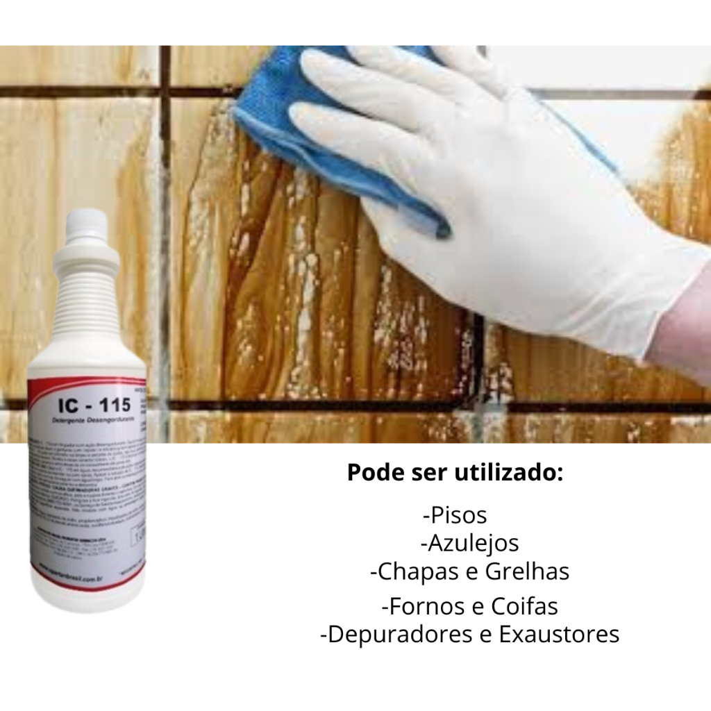 Detergente Desengordurante IC 115 1L- Concentrado Spartan Limpa Coifa, Inox, Azulejos, fogão, Pisos, Panelas