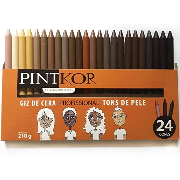 Giz de Cera Profissional Pintkor 24 Tons de Pele - Diversidade e Qualidade Material Escolar