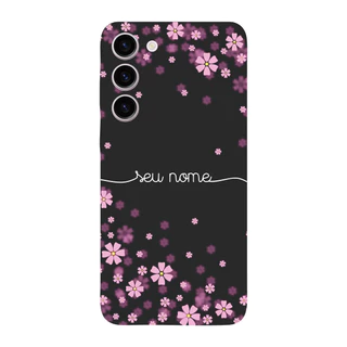 Capinha para Samsung S23 Anti Impacto Personalizada - Flores Lilás com nome