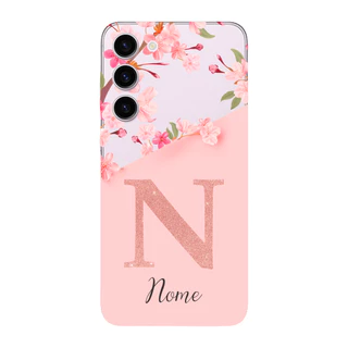 Capinha para Samsung S23 Anti Impacto Personalizada - Delicate Flowers Rosa com nome e inicial