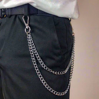 Corrente de Calça Moda Masculina Simples De Dupla Camada Punk Hip Hop Cintura