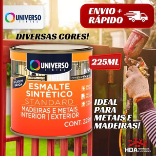 Tinta Esmalte Sintético Para Ferro Madeira e Metais 1/16 225ml Brilhante - Universo Diversas Cores