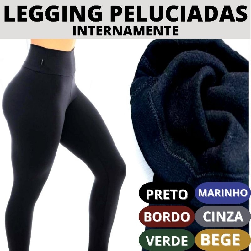 Calça Legging Flanelada Plus Size Forrada Peluciada Termica P ao G4