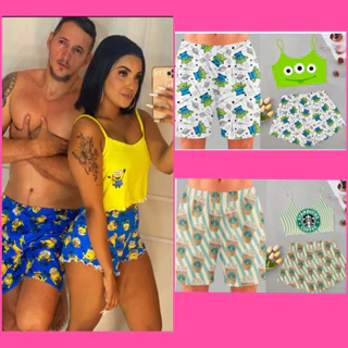 kit casal personagens roupa de dormir pijama