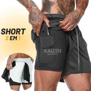 Shorts Masculino 2 em 1 Ultra Performance Com proteção Uv+20