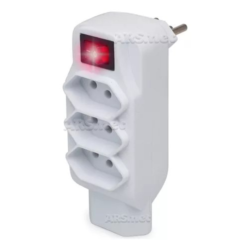 Benjamim Tripolar 4 Saídas 10a Bivolt Branco Adaptador Tomada