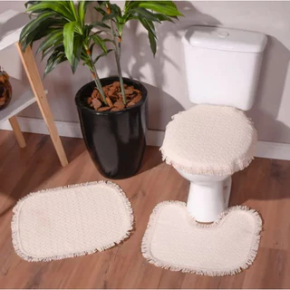 Kit Tapete Para Banheiro com 3 peças algodão tear jogo de banheiro decoração