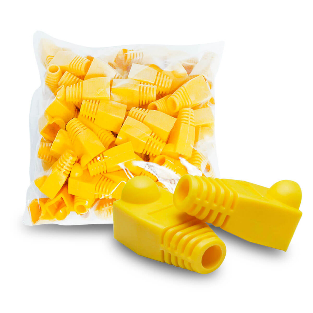 Kit com 100 Capa Protetora Amarelo para Conector RJ45 Emborrachada ...