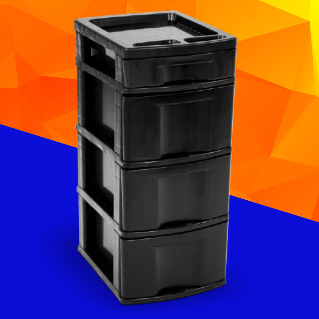GAVETEIRO PRETO COM 4 GAVETAS: 1 PEQUENA E 3 GRANDES - 599