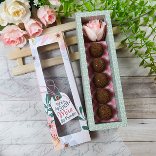 Caixa Para Rosa e 5 Doces Personalizada Caixa Presente Dia das Mães | Embalagem Luxo para Doces em Oferta na Shopee