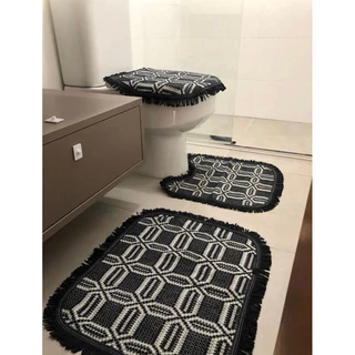 Kit de Banheiro tapetes 3 peças Algodão Luxo Chic Decoração