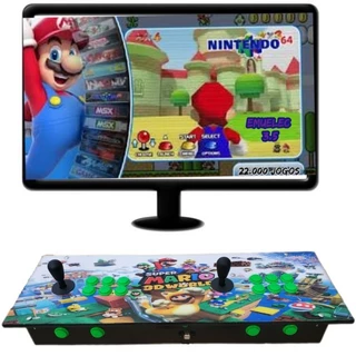 Controle Fliperama Duplo 23.000 Jogos Saída USB Para Ate 4 Jogadores +Playstation