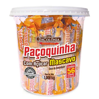 Kit 2 Potes de Paçoca Rolha com Açúcar Mascavo Pote com 56un de 18g - 1,008kg cada - DaColônia - Sem Glúten - Gluten Free
