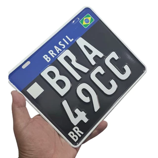 Placa Moto 49cc Decorativa Ciclomotor 50cc Motorizada Bra 49cc Placa colecionador preta Mobilete Jog Bike