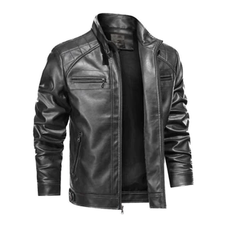 Jaqueta De Couro Masculina Resistente Slim