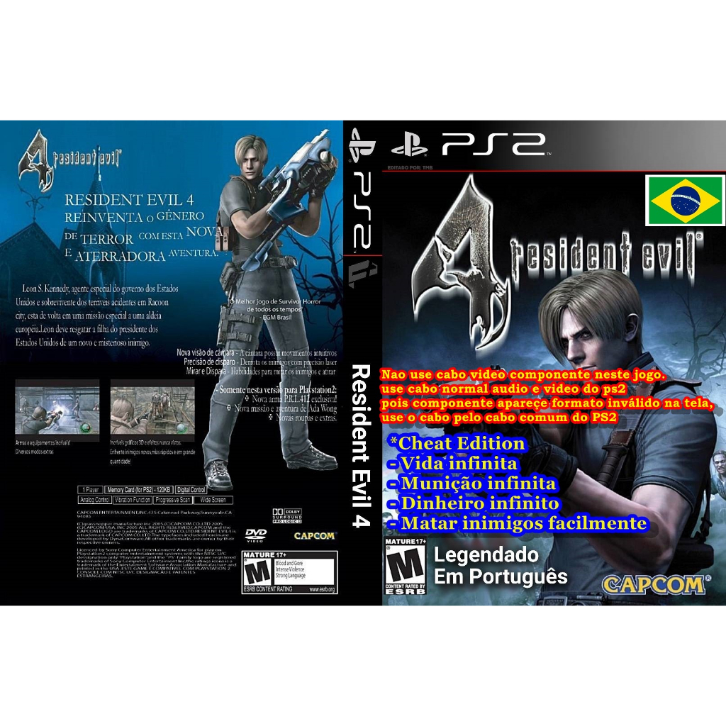 Jogo Resident Evil 4 com ch&ats codes para habilitar PS2 Shopee Brasil