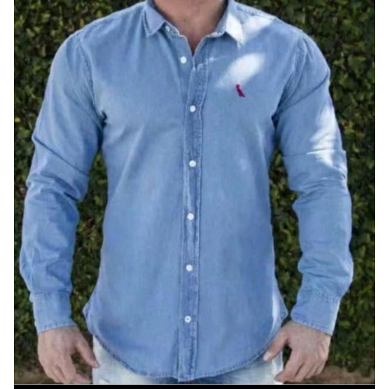 Camisa social reserva Jeans manga longa masculina slim fit clássica ...