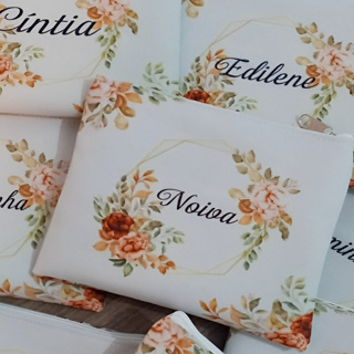 13 Necessaire Slim Personalizada c/ nome - Floral Terracota + cores