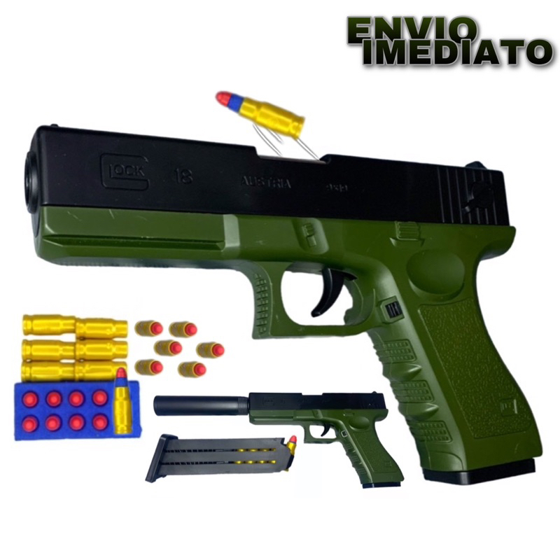 Pistola Lança Dardos de nerf Arminha de Brinquedo com 3 balas. Soft  Projetile Gun.