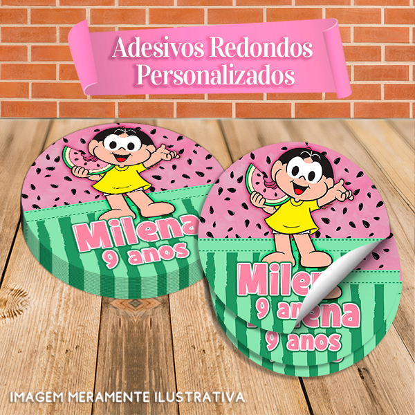 Rótulos Adesivos Redondos Personalizados Magali Rosa | Shopee Brasil
