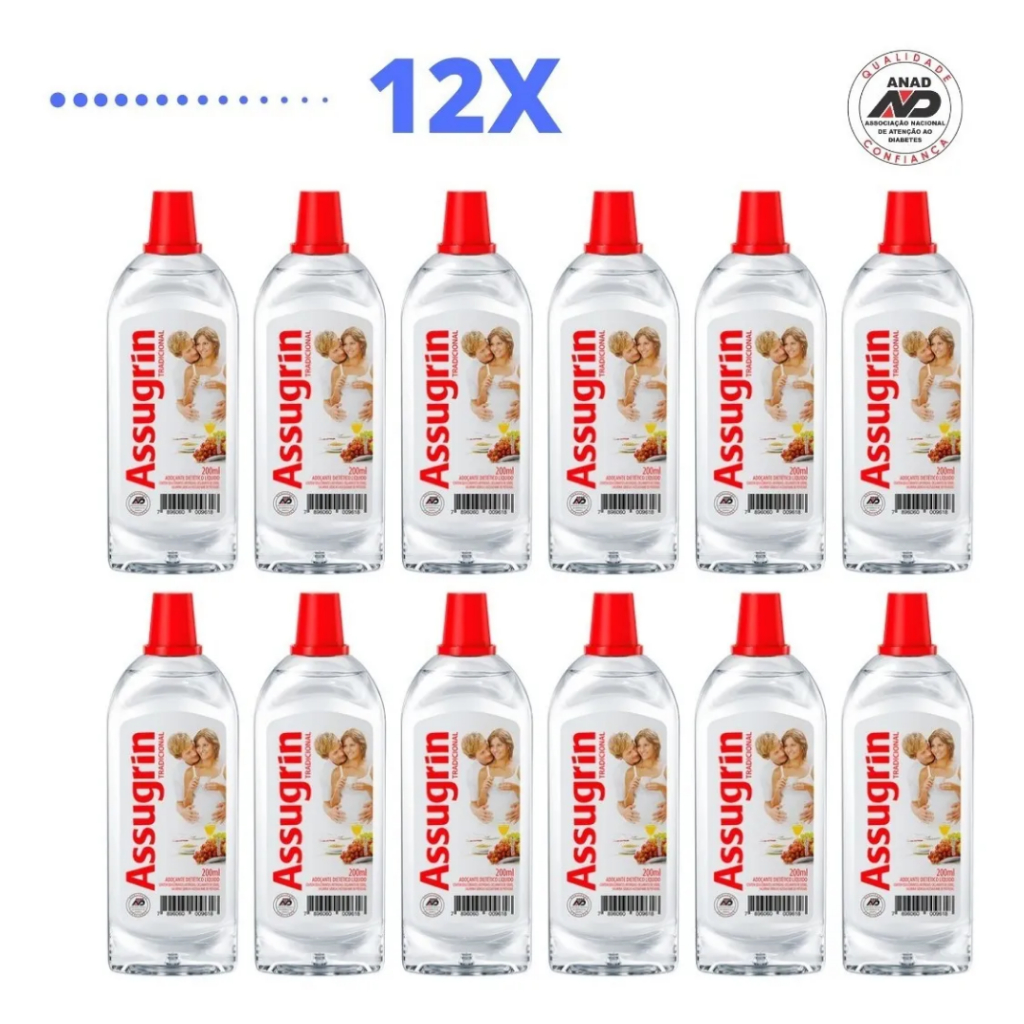Kit 12 Adoçante Dietético Líquido Assugrin 200ml | Shopee Brasil