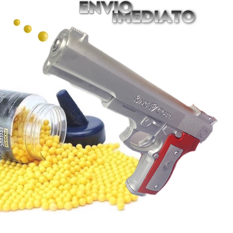 Kit Arminha de brinquedo Prata e Preta +1000 Bolinhas / Pistola de Brinquedo  Caveira / de Plástico / Airsoft /