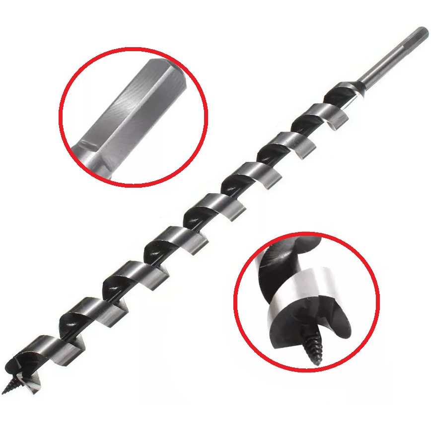 Lewis - Broca en espiral para madera (6-40 mm de diámetro, 230-600 mm