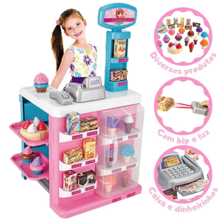 Confeitaria Mágica Infantil Mercadinho Com Caixa Dinheiro Lúdico Luz e Som Magic Toys