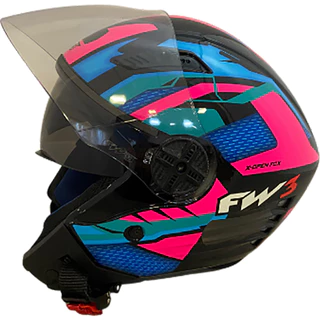 Capacete Fw3 Aberto X Open Fox com Óculos Interno Azul e Rosa